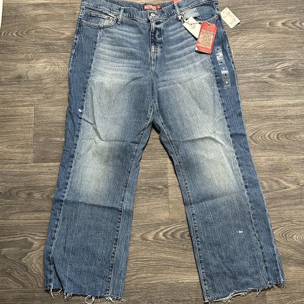 NWT Lucky Jeans Size 18 / 34 Legend Easy Rider Boot Cut Medium Wash Three Charms - Picture 2 of 16